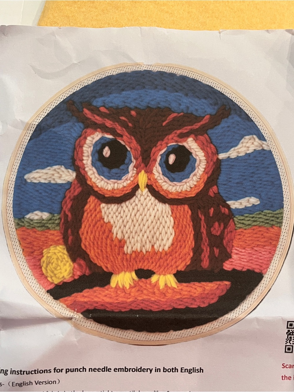 Colorful Owl Punch Needle Embroidery Kit - Multicolor